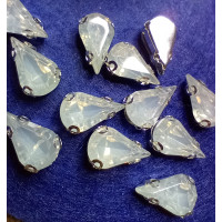 Страз (акрил) у металевій оправі. Розмір  8×13 мм. Колір білий