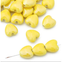 Керамическая бусина "сердце" Размер 10 мм. Цвет желтый. Цена указана за 1 шт.