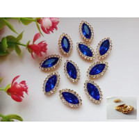 Стразовый декор. Размер 20×12 мм. Цвет синий. Цена указана за 1 шт.