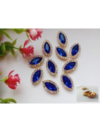 Стразовий декор. Розмір 20×12 мм. Колір синій. Ціна вказана за 1 шт.