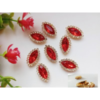 Стразовый декор. Размер 20×12 мм. Цвет красный. Цена указана за 1 шт.