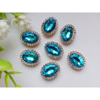 Стразовий декор. Розмір 18×14 мм. Колір блакитний. Ціна вказана за 1 шт.