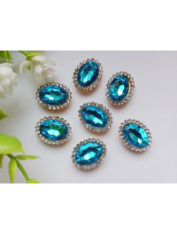 Стразовий декор. Розмір 18×14 мм. Колір блакитний. Ціна вказана за 1 шт.