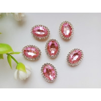Стразовый декор. Размер 18×14 мм. Цвет розовый. Цена указана за 1 шт.