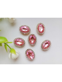 Стразовий декор. Розмір 18×14 мм. Колір рожевий. Ціна вказана за 1 шт.