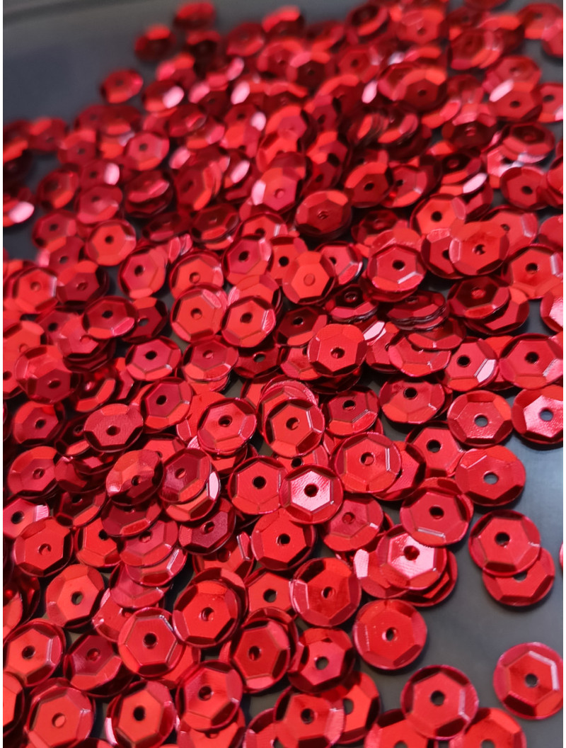 Паєтки грань круглі. Розмір 6 мм. Червоні. паковання  5 грамів