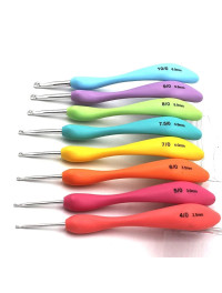 Набір гачків для в'язання з ергономічною ручкою 8 шт. Розмір: 2,5 - 6 мм.