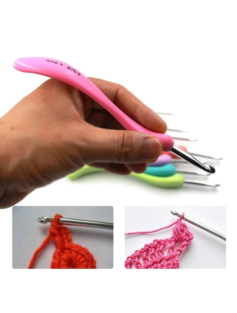 Набір гачків для в'язання з ергономічною ручкою 8 шт. Розмір: 2,5 - 6 мм.