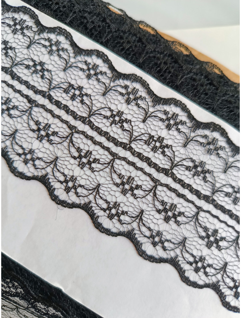 Мереживо гіпюр двостороннє 4 см чорне. Ціна вказана за 1 метр