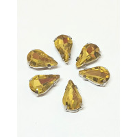 Страз (стекло) в металлической оправе. Размер 8×13 мм. Цвет темно-желтый