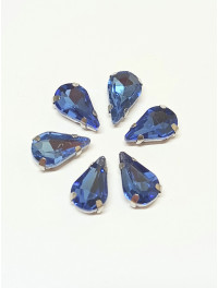 Страз (скло) в металевій оправі. Розмір  8×13 мм. Колір світло-синій