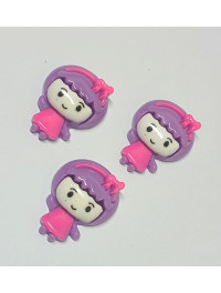 Кабашон "дівчинка" розмір 28×23мм. Колір фіолетовий.