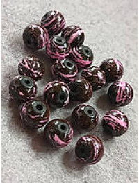 Бусини кераміка/8 мм/ ціна за 1 шт./ мармуровий рожевий