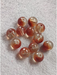 Бусини кераміка/8 мм/ ціна за 1 шт./коричнево-прозорий