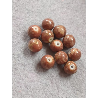 Бусини кераміка/8 мм/ ціна за 1 шт./коричневий мармуровий