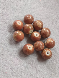Бусини кераміка/8 мм/ ціна за 1 шт./коричневий мармуровий