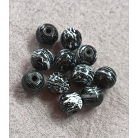 Бусины керамика/8 мм/ цена за 1 шт./ мраморный бело-черный