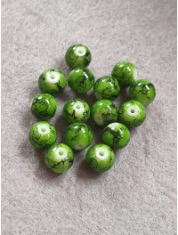 Бусини кераміка/8 мм/ ціна за 1 шт./зелений мармуровий