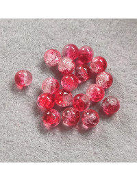 Бусини кераміка/8 мм/ ціна за 1 шт./червоно-прозорий