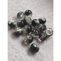 Бусины керамика/8 мм/ цена за 1 шт./ черно-прозрачный