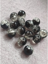 Бусини кераміка/8 мм/ ціна за 1 шт./ чорно-прозорий