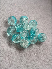 Бусини кераміка/8 мм/ ціна за 1 шт./блакитний-прозорий