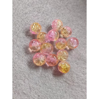 Бусини кераміка/8 мм/ ціна за 1 шт./ рожево-жовтий-прозорий