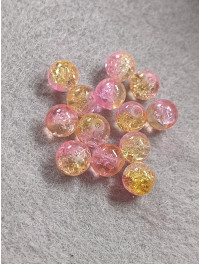 Бусини кераміка/8 мм/ ціна за 1 шт./ рожево-жовтий-прозорий