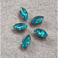 Страз (скло) в оправі/5×10 мм/блакитний/5 шт.