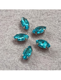 Страз (скло) в оправі/5×10 мм/блакитний/5 шт.