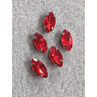 Страз (скло) в оправі/5×10 мм/червоний/5 шт.