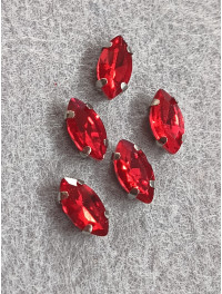 Страз (скло) в оправі/5×10 мм/червоний/5 шт.