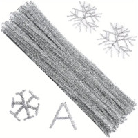 Синельная проволока с люрексом / 30 см / 5 мм / 1 шт / серебро