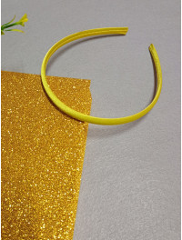 Обруч (заготовка) пластик з атласною стрічкою/0.9 см/жовтий