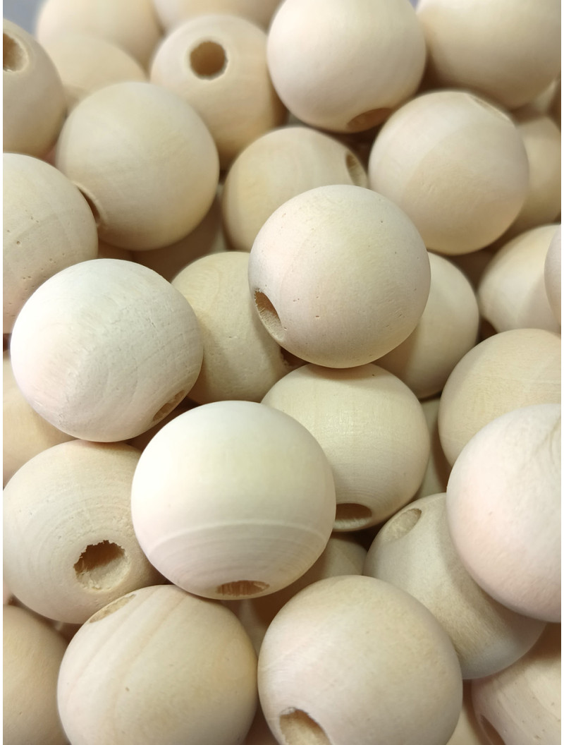 Бусини дерев'яні 2 см натуральні без покриття/1 шт.