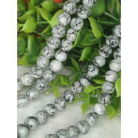 Бусини кераміка/8 мм/ ціна за 1 шт./сірий мармуровий