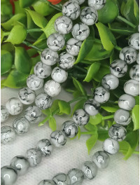 Бусини кераміка/8 мм/ ціна за 1 шт./сірий мармуровий