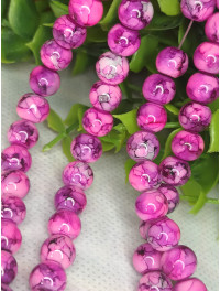 Бусини кераміка/8 мм/ ціна за 1 шт./малиновий мармуровий