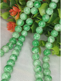 Бусини кераміка/8 мм/ ціна за 1 шт./ салатовий мармуровий