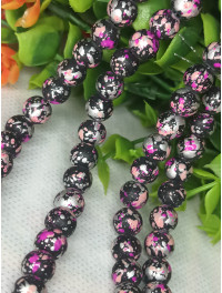 Бусини кераміка/8 мм/ ціна за 1 шт./чорний з точками