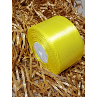 Атласная лента/ 5 см/ 33 метра/  жёлтый