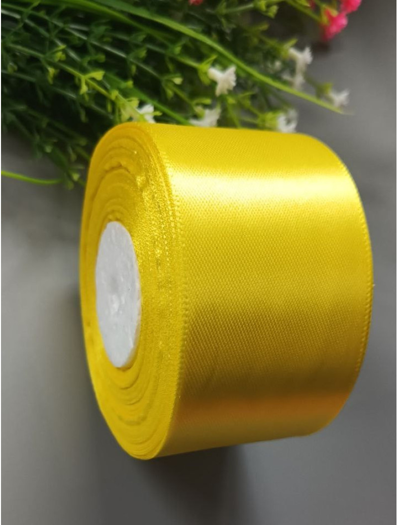 Атласна стрічка/5 см/33 метри/ жовтий