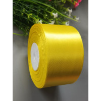 Атласная лента/ 4 см/ 33 метра/  жёлтый