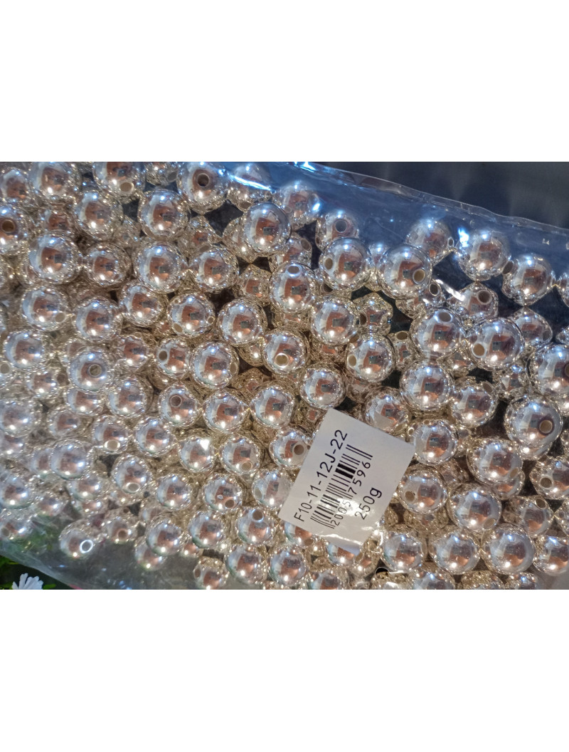 Пластикові люкс намистини/12 мм/срібло/250 грамів