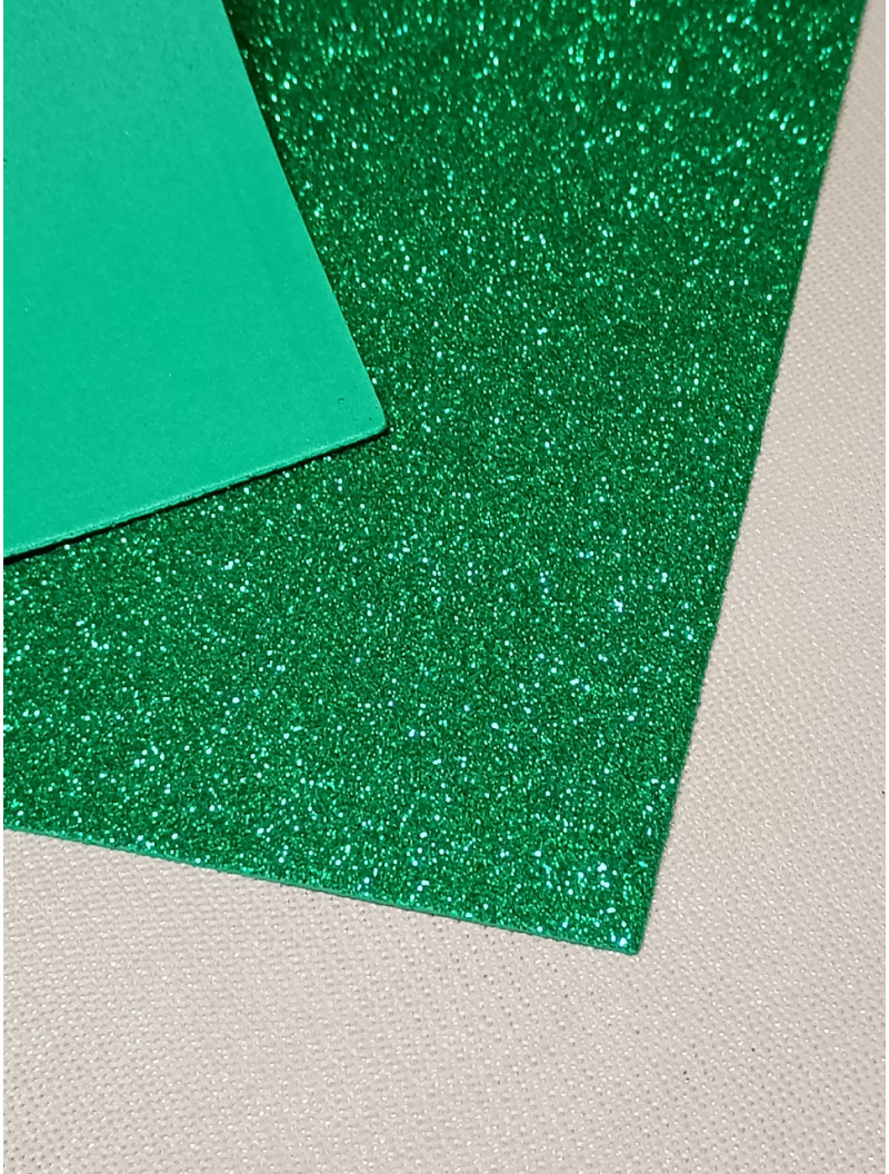 Фоаміран із глітером/20×30/Зелений/Зелений/