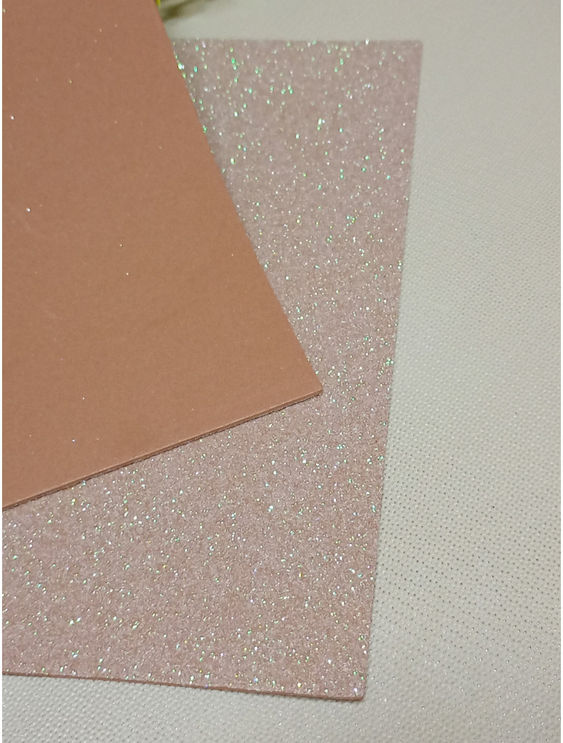 Фоаміран із глітером/20×30/бежевий темний з переливом