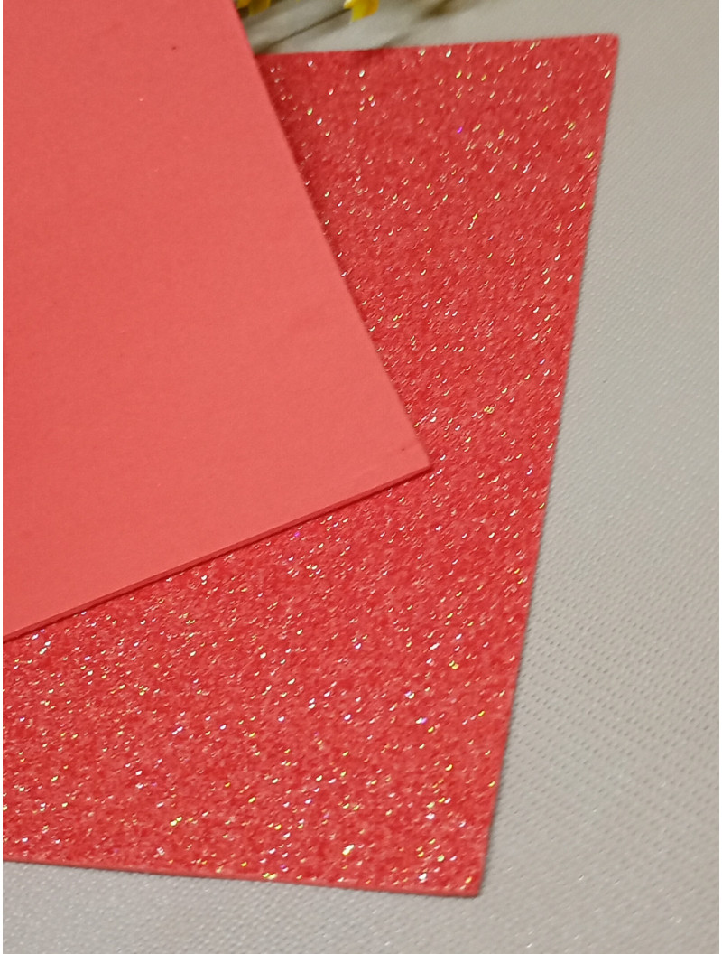Фоміран із глітером/20×30/світло-червоний