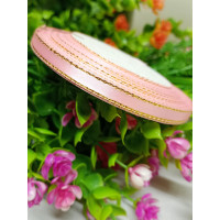 Атласна стрічка з люрексом/0.6 мм/рожева/23 метри