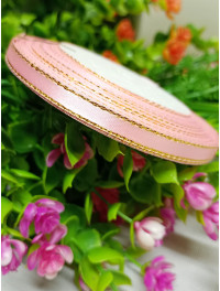 Атласна стрічка з люрексом/0.6 мм/рожева/23 метри