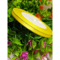 Атласна стрічка з люрексом/0.6 мм/жовта/23 метри